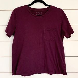 Everlane Box-Cut Pocket Tee Size M Burgundy